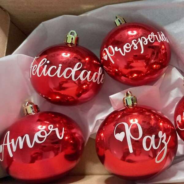 Bolas de Natal Personalizadas Palavras | MariadaLuz