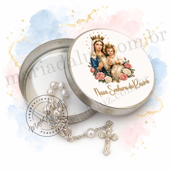 Lembrancinhas para Festa Nossa Senhora do Rosário Latinha com Mini Tercinho