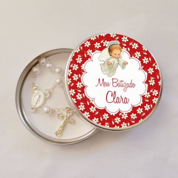 Latinha Batizado Anjinha Latinha com Mini Tercinho Decoração