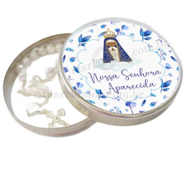 Lembrancinhas Festa Nossa Senhora Aparecida Latinha com Mini Tercinho Decoração