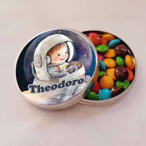 Lembrancinha de Maternidade Astronauta Latinha com Balinhas Decoração