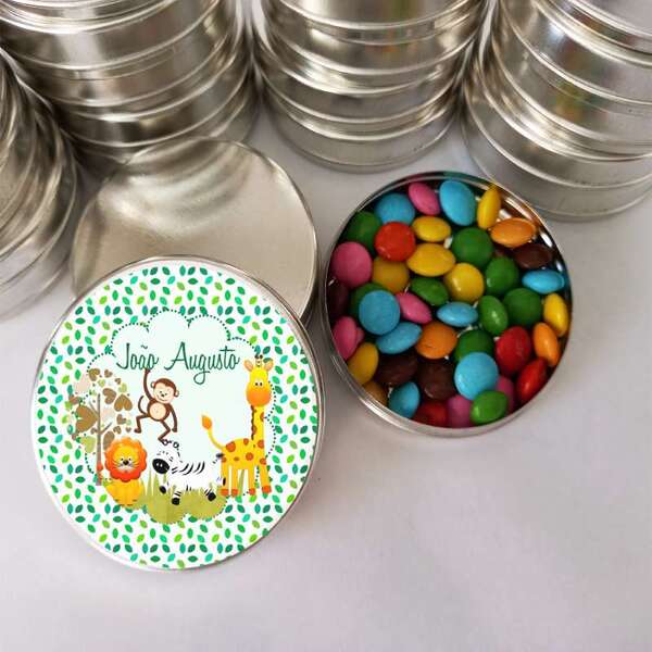 Lembrancinhas Safari Latinhas Personalizadas Latinha com Balinhas Decoração