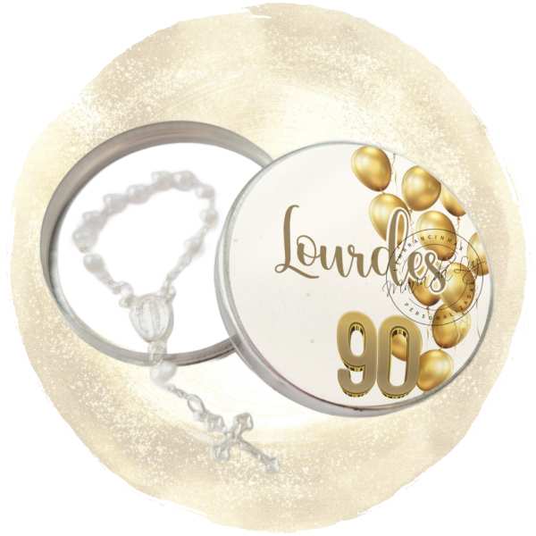 Lembrancinhas de Aniversário de 90 anos Feminino Latinha com Mini Tercinho Decoração