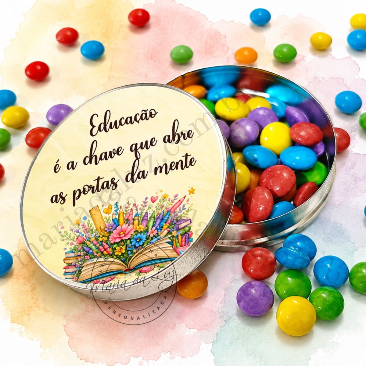 Dia dos Professores Lembrancinhas com Saquinho de Celofane Latinha com Balinhas e Saquinho de Celofane Decoração