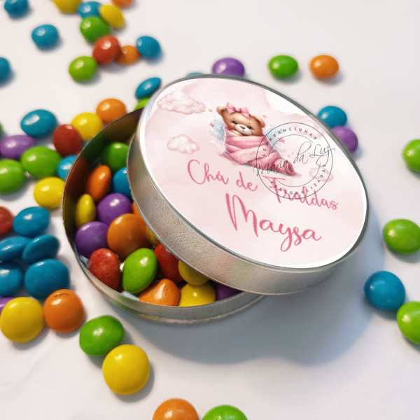 Lembrancinhas Latinhas Personalizadas Chá de Fraldas Latinha com Balinhas Decoração