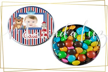 Lembranca Aniversario Urso Marinheiro Latinha com Balinhas Decoração