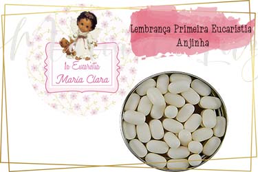 Lembrança Primeira Eucaristia Anjinha Latinha com Mini Tercinho Decoração