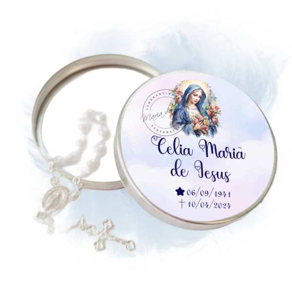 Lembrança de 1 ano de Falecimento Latinha com Mini Tercinho Decoração