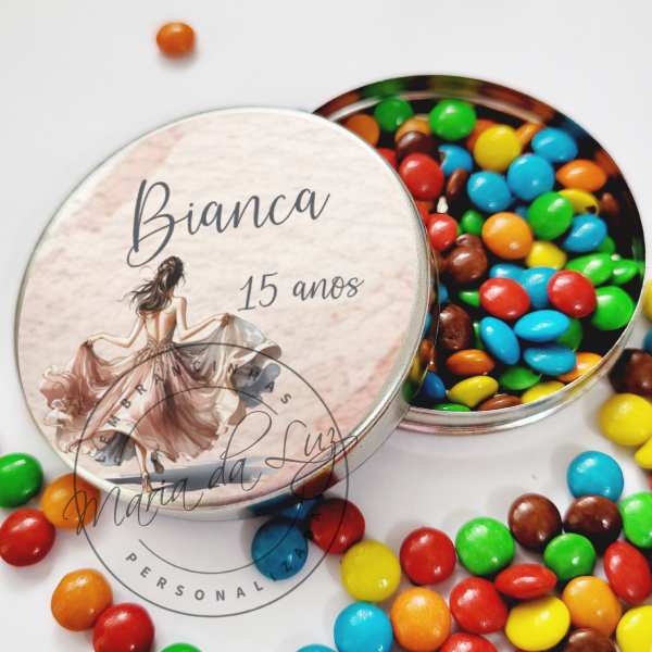 Lembrança de 15 anos Latinha com Balinhas Decoração
