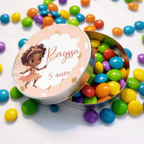 Lembrancinha de Aniversário Infantil 5 Anos Latinha com Balinhas Decoração