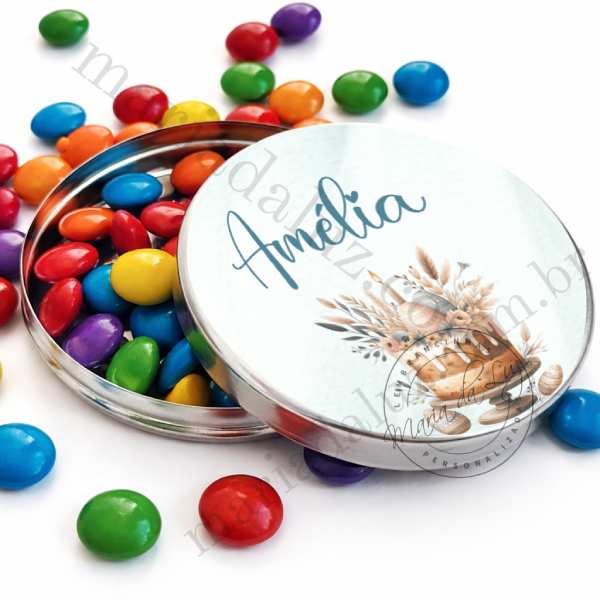 Lembrancinha para Aniversário Tema Páscoa Latinha com Balinhas Decoração