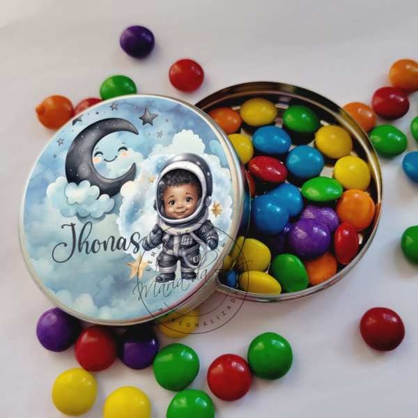 Lembrancinha Astronauta Latinha com Balinhas Decoração
