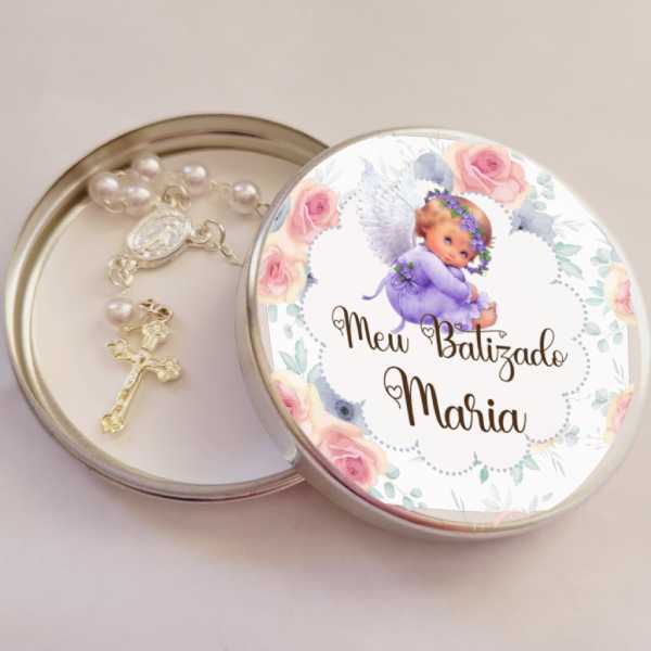 Lembrancinha Batizado Latinha com Tercinho Latinha com Mini Tercinho Decoração