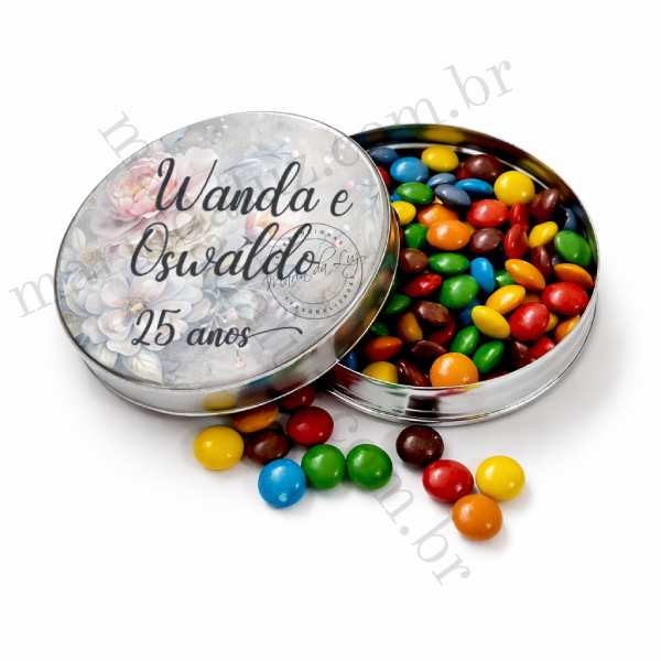 Lembrancinhas para Bodas Prata Latinha com Balinhas Decoração