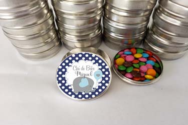 Lembrancinha Elefantinho Personalizada Latinha com Balinhas Decoração