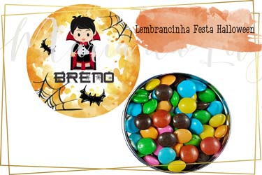 Lembrancinha Festa Halloween Latinha com Balinhas Decoração
