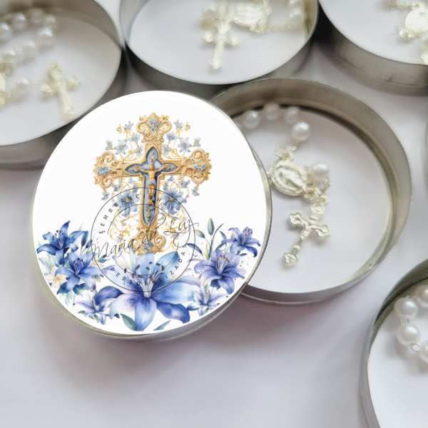 Lembrancinha Festa Religiosa Latinha com Mini Tercinho Decoração