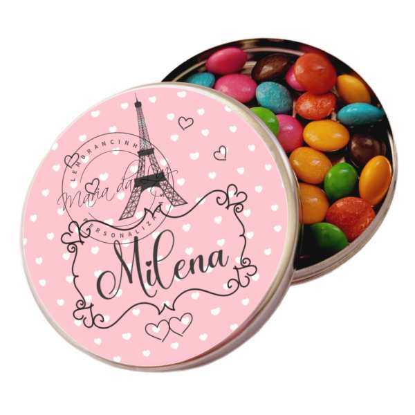 Lembrancinha Festa Paris Latinha com Balinhas Decoração