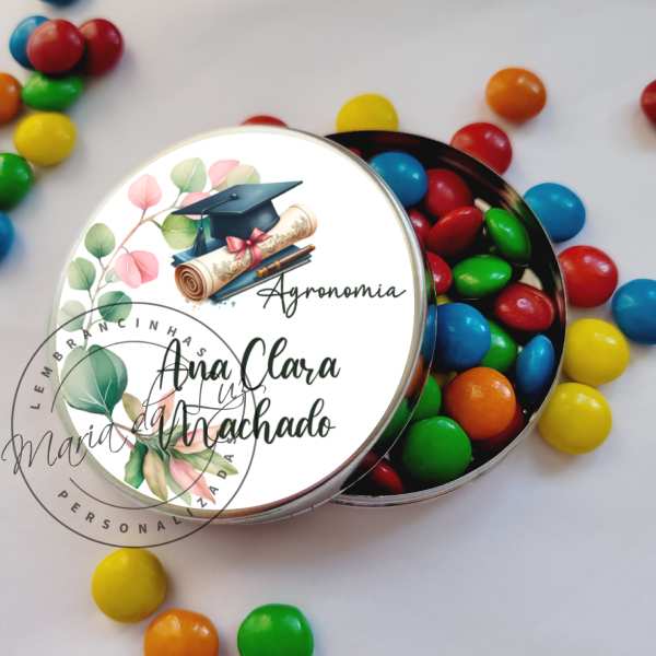 Lembrancinha Formatura Agronomia Latinha com Balinhas Decoração