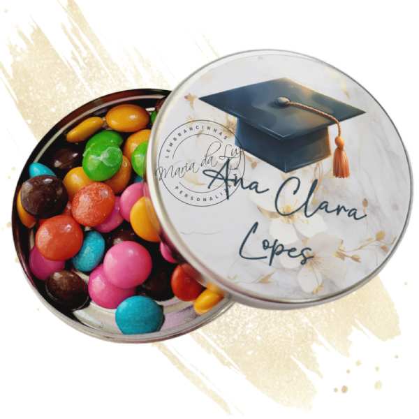 Lembrancinha Formatura Capelo Latinha com Balinhas Decoração