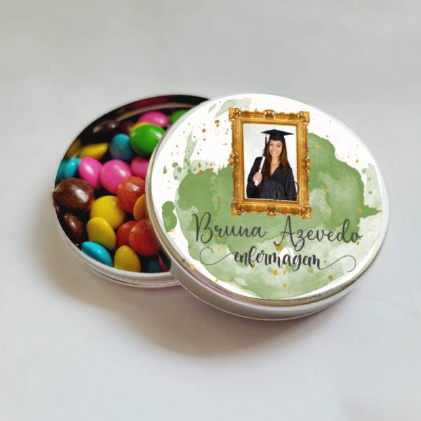Lembrancinha de Formatura de Enfermagem Latinha com Balinhas Decoração