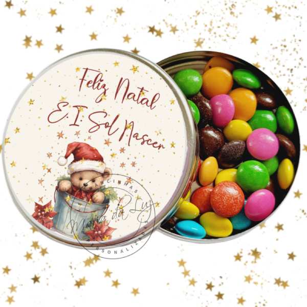 Lembrancinha Infantil Tema Natal Latinha com Balinhas Decoração