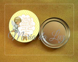 Lembrancinha Oração Anjo da Guarda Latinha Latinha Personalizada Vazia Decoração