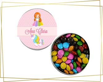 Lembrancinha Tema Unicórnio Latinha com Balinhas Decoração