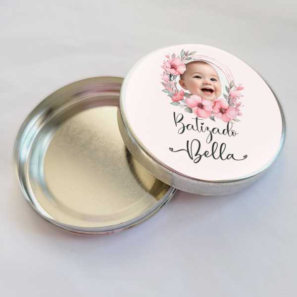 Lembrancinha de Batizado com Foto Latinha Personalizada Vazia Decoração