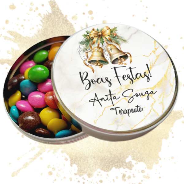 Lembrancinha de Natal para Terapeutas Latinha com Balinhas Decoração