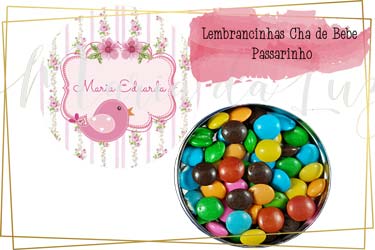 Lembrancinhas Chá de Bebê Passarinho Latinha com Balinhas Decoração