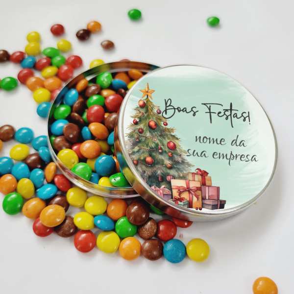 Lembrancinha Natal para Clientes Latinha com Balinhas Decoração