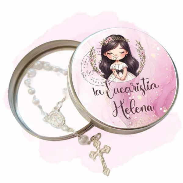 Lembrancinhas Primeira Eucaristia Latinha com Mini Tercinho Decoração