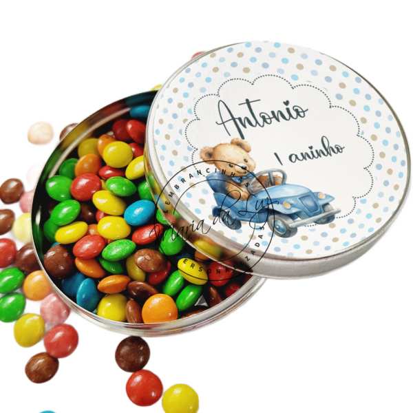 Lembrancinhas para Aniversário de 1 ano Masculino Latinha com Balinhas Decoração