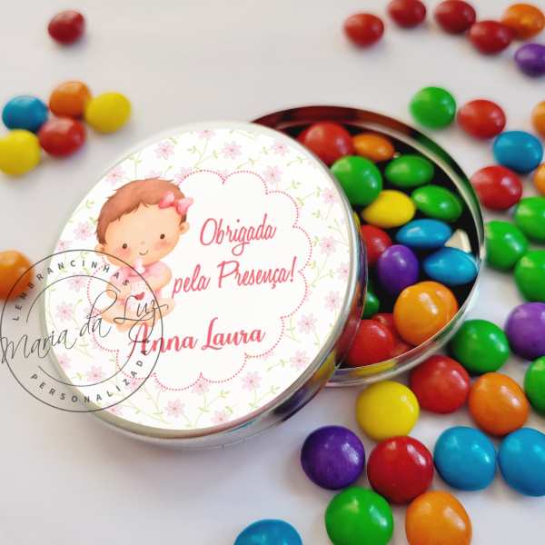 Lembrancinhas para Chá de Bebe Simples Latinha com Balinhas Decoração