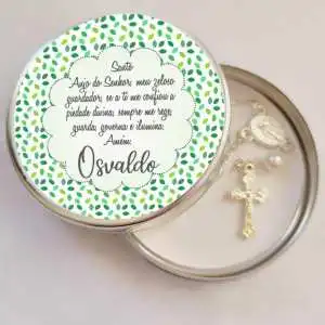 Latinha Batizado Lembrancinhas Latinha com Mini Tercinho Decoração