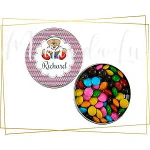 Latinha Ursinho Marinheiro Latinha com Balinhas Decoração