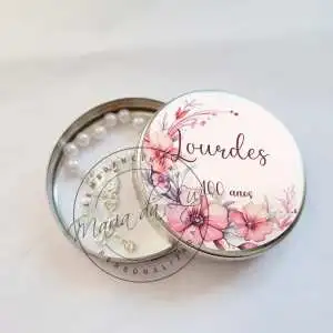 Lembrança 100 anos Personalizada Latinha com Mini Tercinho Decoração