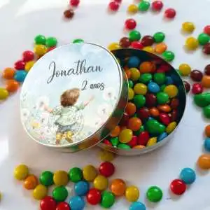 Lembrança Aniversário 2 Anos Latinha com Balinhas Decoração