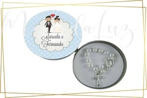 Lembrança Casamento Azul Noivinhos Latinha com Balinhas Decoração