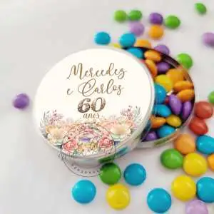 Lembrancinha Bodas de Diamante Latinha com Balinhas Decoração