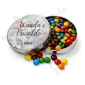 Lembrancinhas para Bodas Prata Latinha com Balinhas Decoração