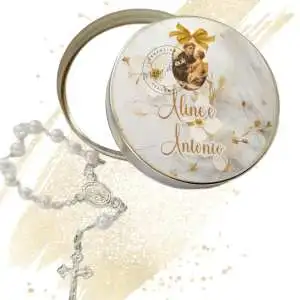 Lembrancinha de Casamento Religiosa Latinha com Mini Tercinho Decoração