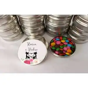 Lembrancinha de Casamento Tema Gatos Latinha com Balinhas Decoração
