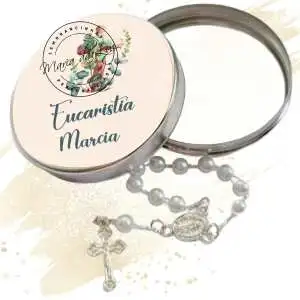 Lembrancinha Catequese Primeira Eucaristia Latinha com Mini Tercinho Decoração