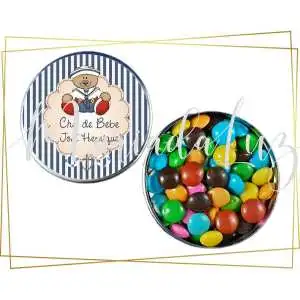 Lembrancinha Chá Bebê Marinheiro Latinha com Balinhas Decoração