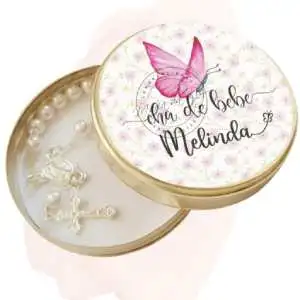 Lembrancinha Chá de Bebê Tema Borboletas Latinha com Mini Tercinho Decoração