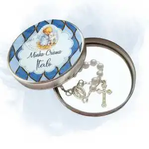 Lembrancinhas para Crisma Menino Masculino Latinha com Mini Tercinho Decoração