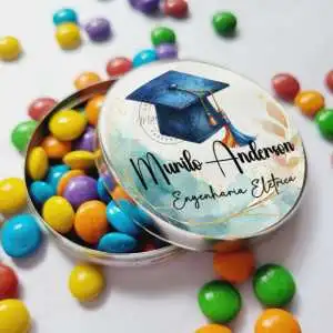 Lembrancinha para Formatura Engenharia Elétrica Latinha com Balinhas Decoração