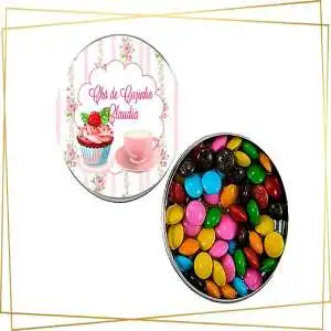 Lembrancinhas Latinhas Personalizadas Chá de Cozinha Latinha com Balinhas Decoração